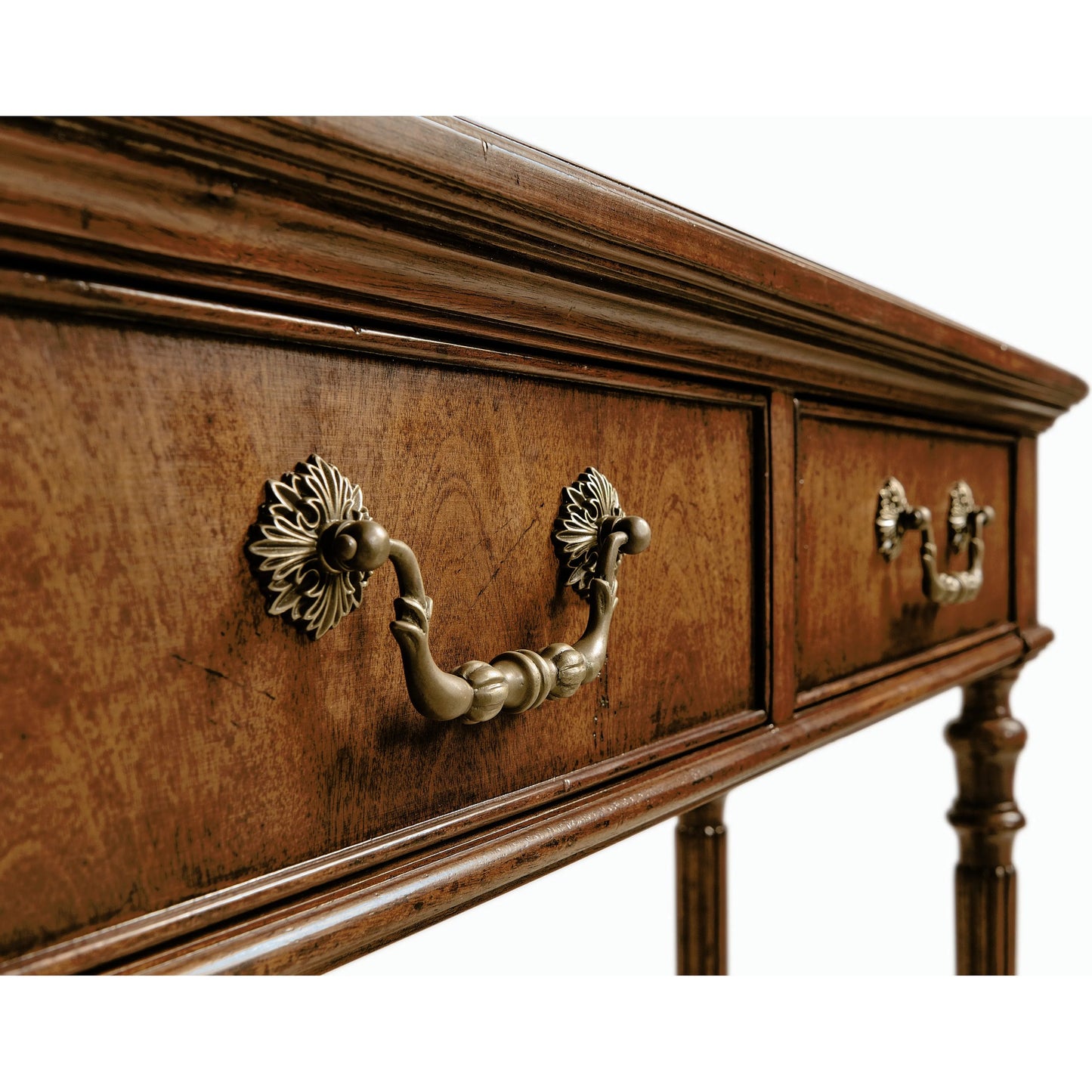 008 SR-846511 | Closeup | Casual Accents Walnut Accent Table by Jonathan Charles in brown and medium walnut country distressed. Made from acacia in a traditional style.