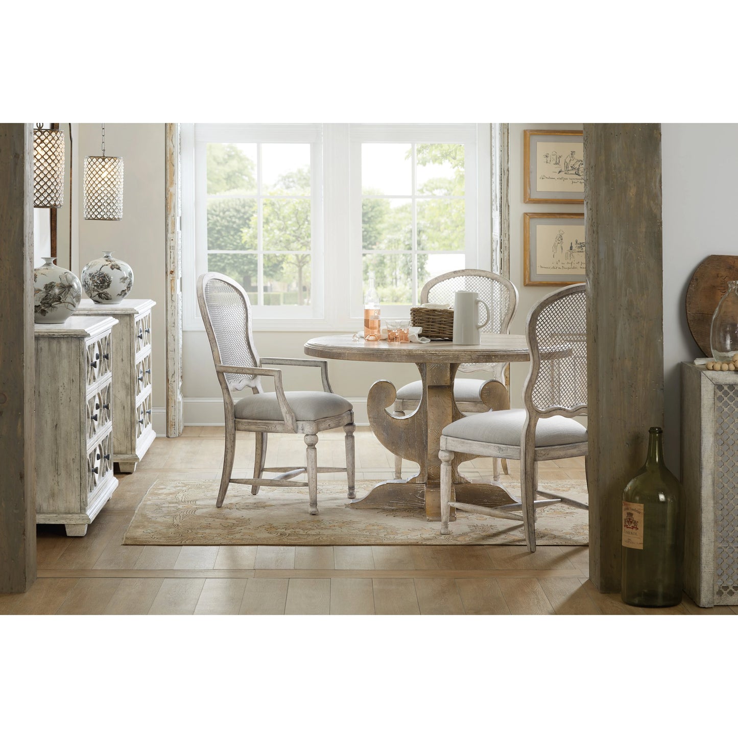007 SI-1748439 | Lifestyle | Gaston Side Chair (Set of 2) by Hooker Furniture in grey and mercantile white. Made from fabric, metal in a traditional style.