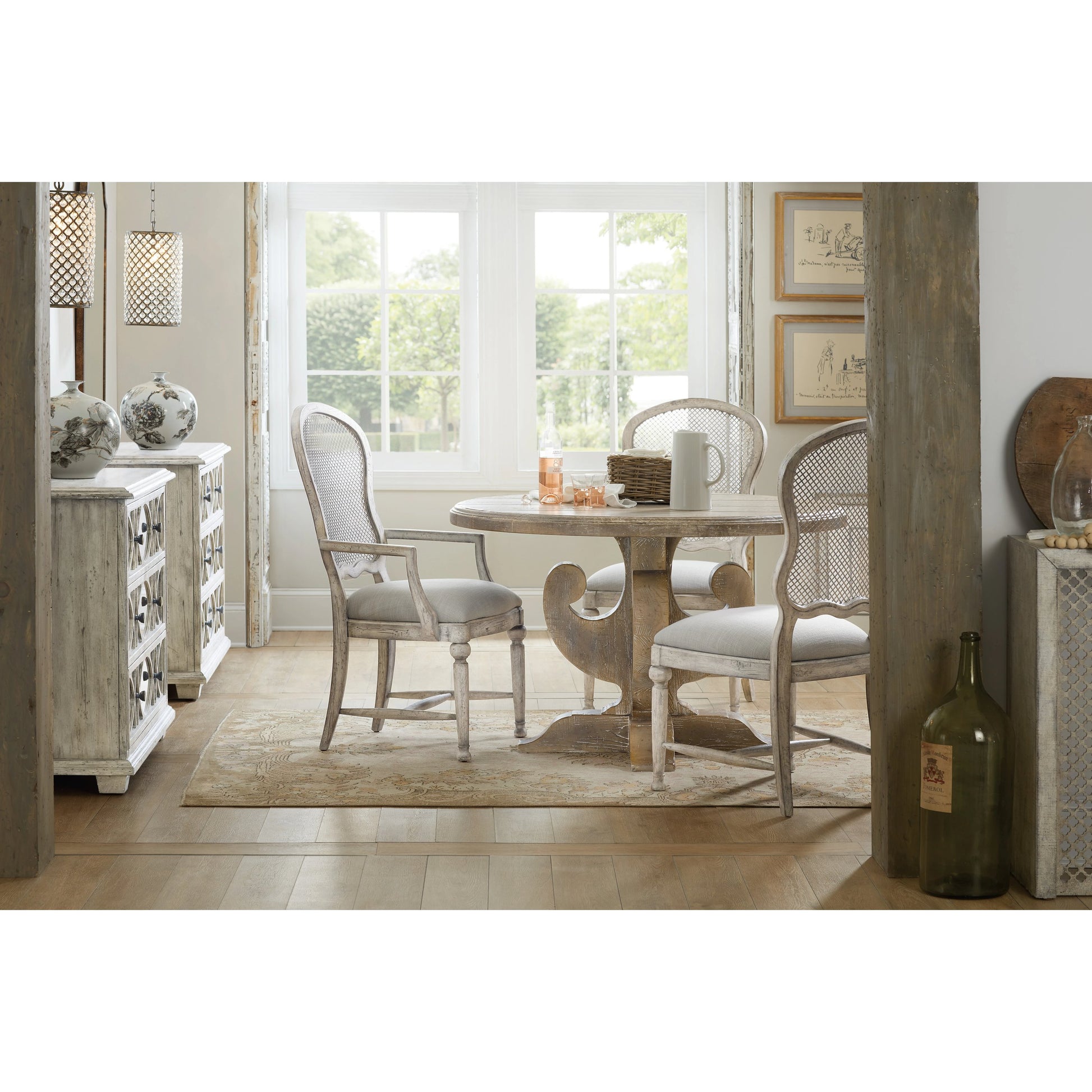 Gaston Side Chair (Set of 2) by Hooker Furniture in grey and mercantile white. Made from fabric, metal in a traditional style.