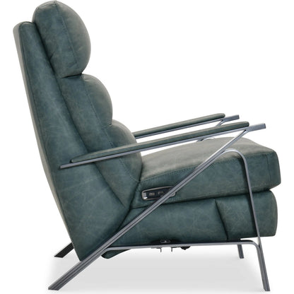 Elixir Power Recliner with Power Headrest by Hooker Furniture in dark gunmetal metal. Made from leather in a traditional style.