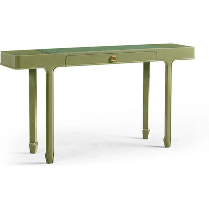 Polly Avo Rectangular Console Table by Jonathan Charles in dor green lacquer. Made from beech in a eclectic & global style.
