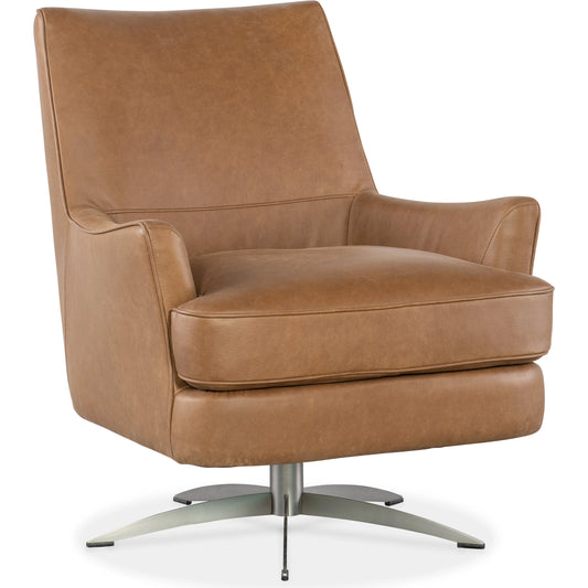 Sheridan Swivel Chair by Hooker Furniture in denver coffee. Made from leather, denver coffee (nubuck top grain) in a transitional style.