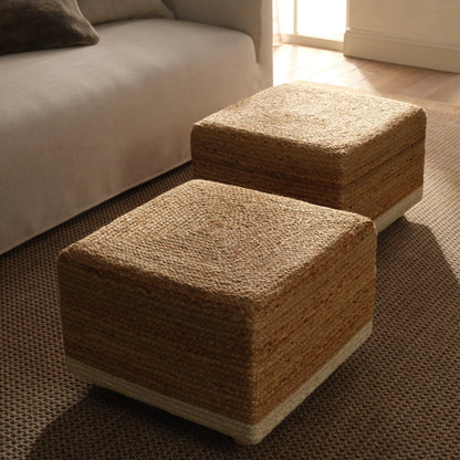 Saba SAA24 Pouf by Jaipur Living in tan, beige. Made from 100% jute fiber in a rustic style.