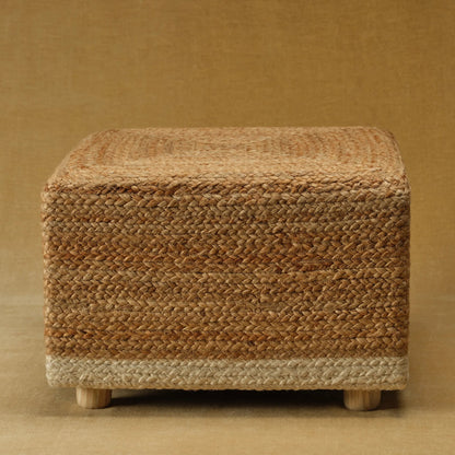 Saba SAA24 Pouf by Jaipur Living in tan, beige. Made from 100% jute fiber in a rustic style.