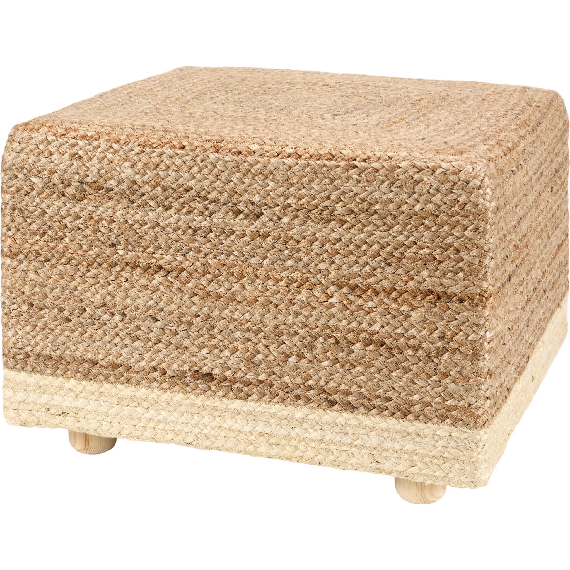 Saba Sienna Square Stool by Jaipur Living in tan, beige. Made from 100% jute fiber in a unique style.
