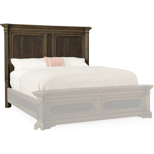 Woodcreek Mansion Headboard by Hooker Furniture in saddle brown. Made from white oak veneers with resin in a traditional style.