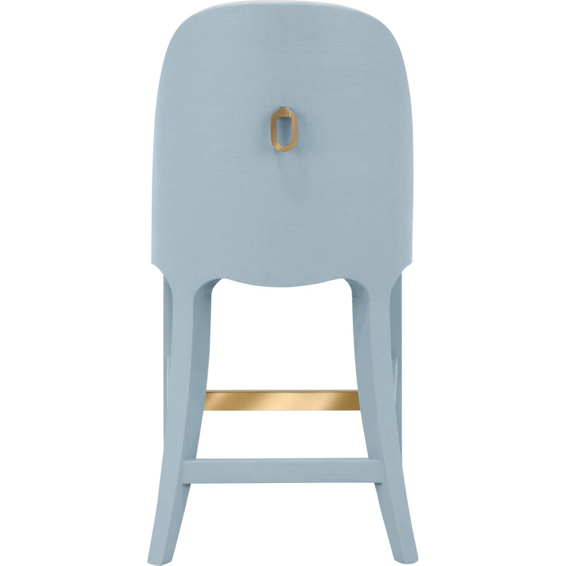 Sadie Curved Counter Stool by Worlds Away. Made from solid wood, mdf, linen, foam, metal in a eclectic & global style.