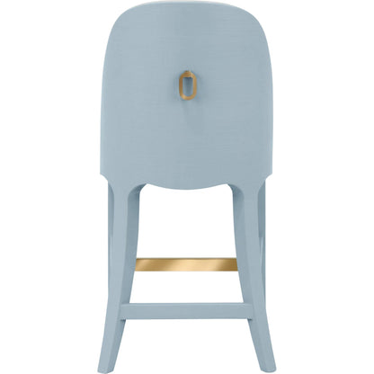 Sadie Curved Counter Stool by Worlds Away. Made from solid wood, mdf, linen, foam, metal in a eclectic & global style.
