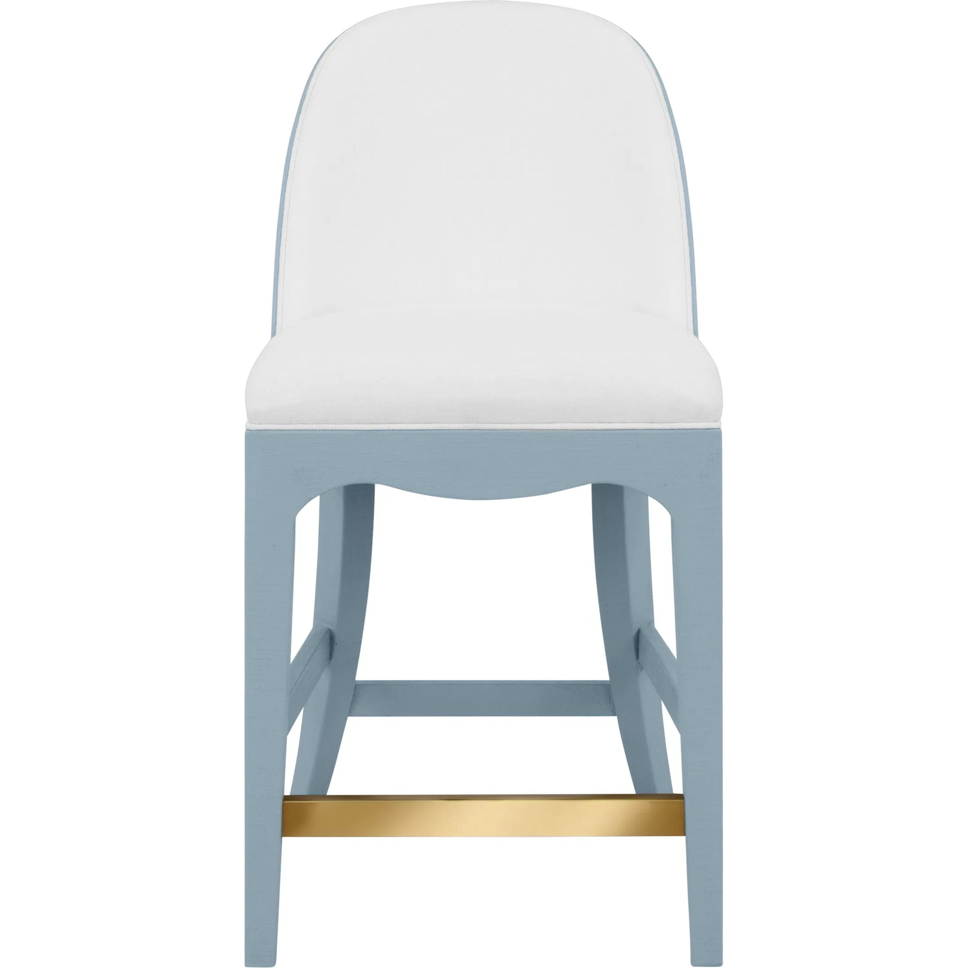 Sadie Curved Counter Stool by Worlds Away. Made from solid wood, mdf, linen, foam, metal in a eclectic & global style.