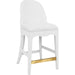 Sadie Curved Counter Stool by Worlds Away. Made from solid wood, mdf, linen, foam, metal in a eclectic & global style.