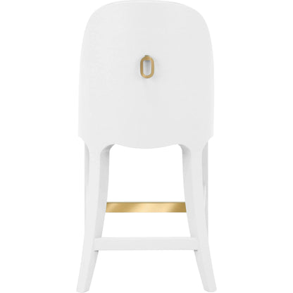 Sadie Curved Counter Stool by Worlds Away. Made from solid wood, mdf, linen, foam, metal in a eclectic & global style.
