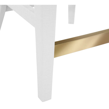 Sadie Curved Counter Stool by Worlds Away. Made from solid wood, mdf, linen, foam, metal in a eclectic & global style.