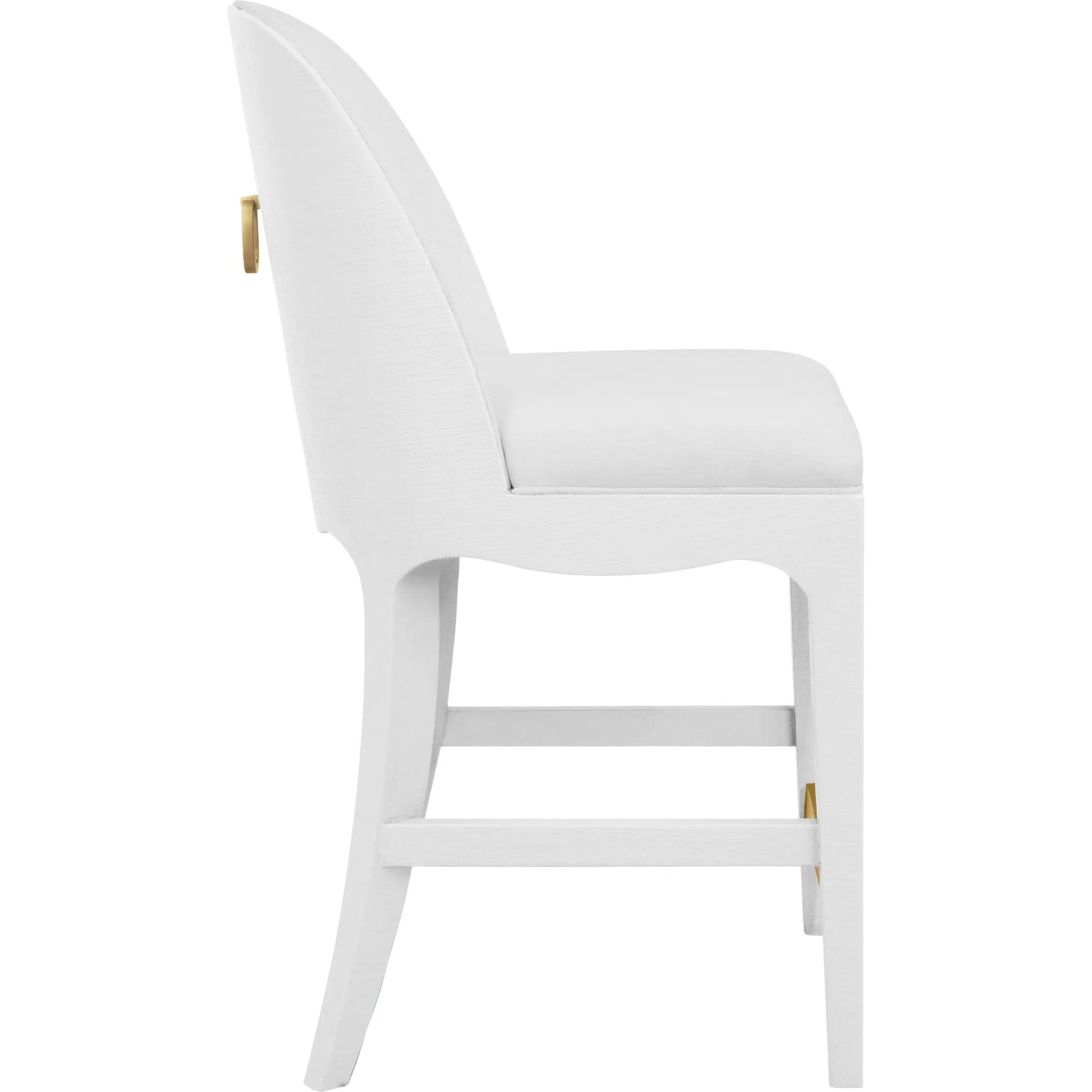 Sadie Curved Counter Stool by Worlds Away. Made from solid wood, mdf, linen, foam, metal in a eclectic & global style.