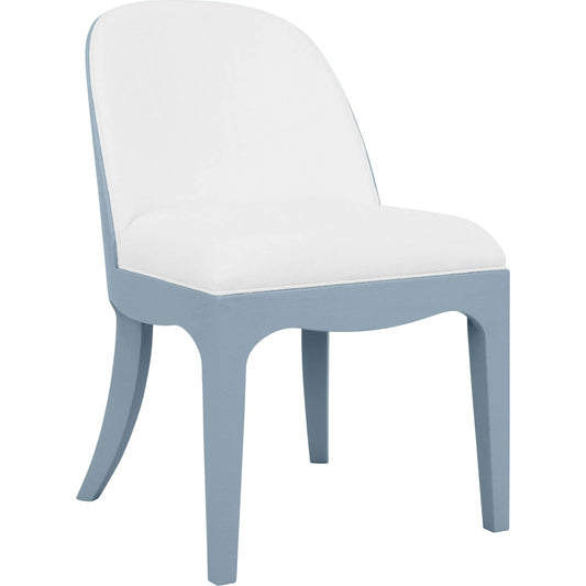 001 SI-2461340 | Primary Silo | Sadie Curved Dining Chair by Worlds Away. Made from solid wood, mdf, linen, foam in a unique style.