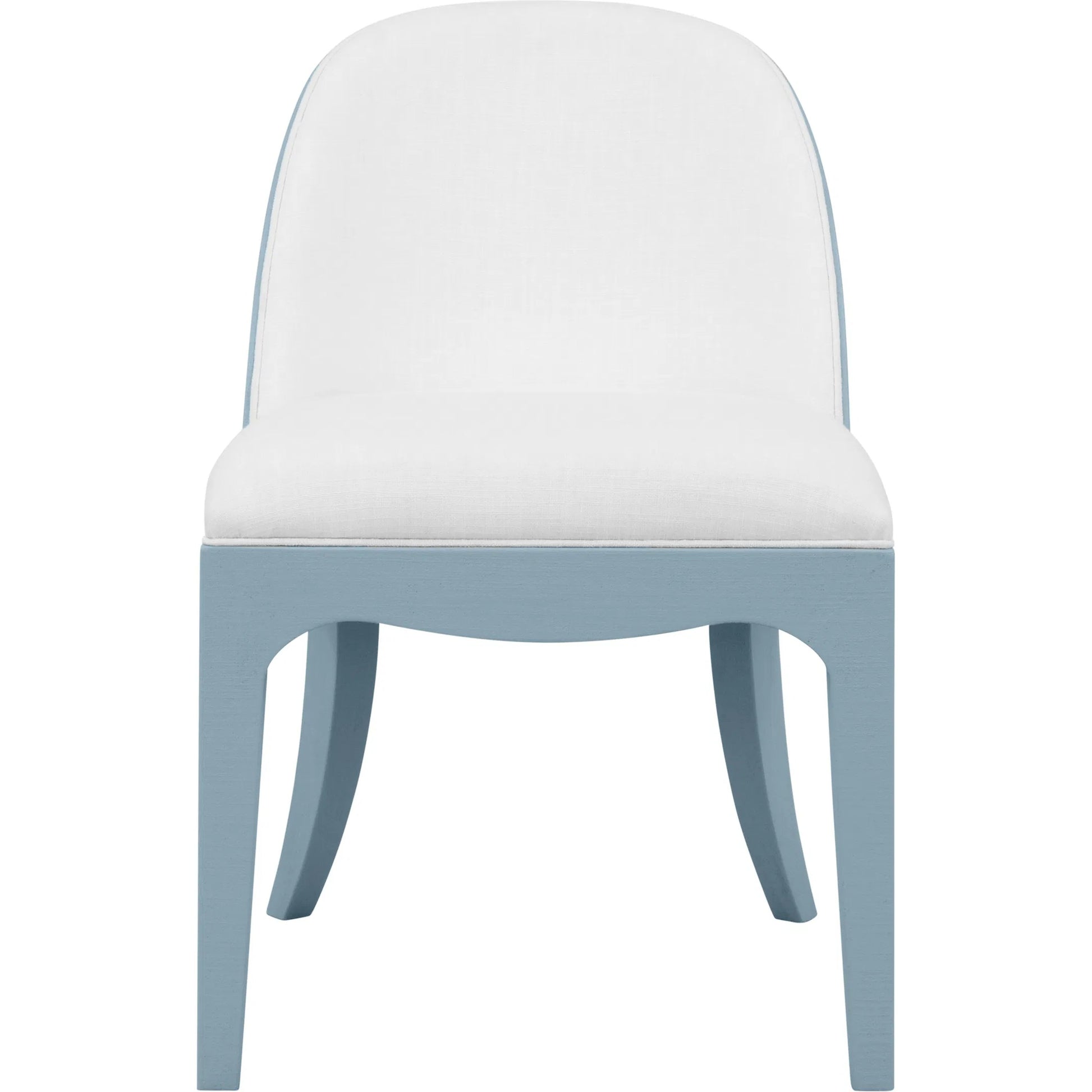Sadie Curved Dining Chair by Worlds Away. Made from solid wood, mdf, linen, foam in a unique style.