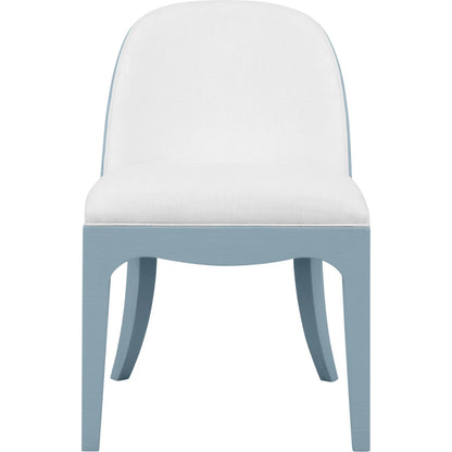 Sadie Curved Dining Chair by Worlds Away. Made from solid wood, mdf, linen, foam in a unique style.