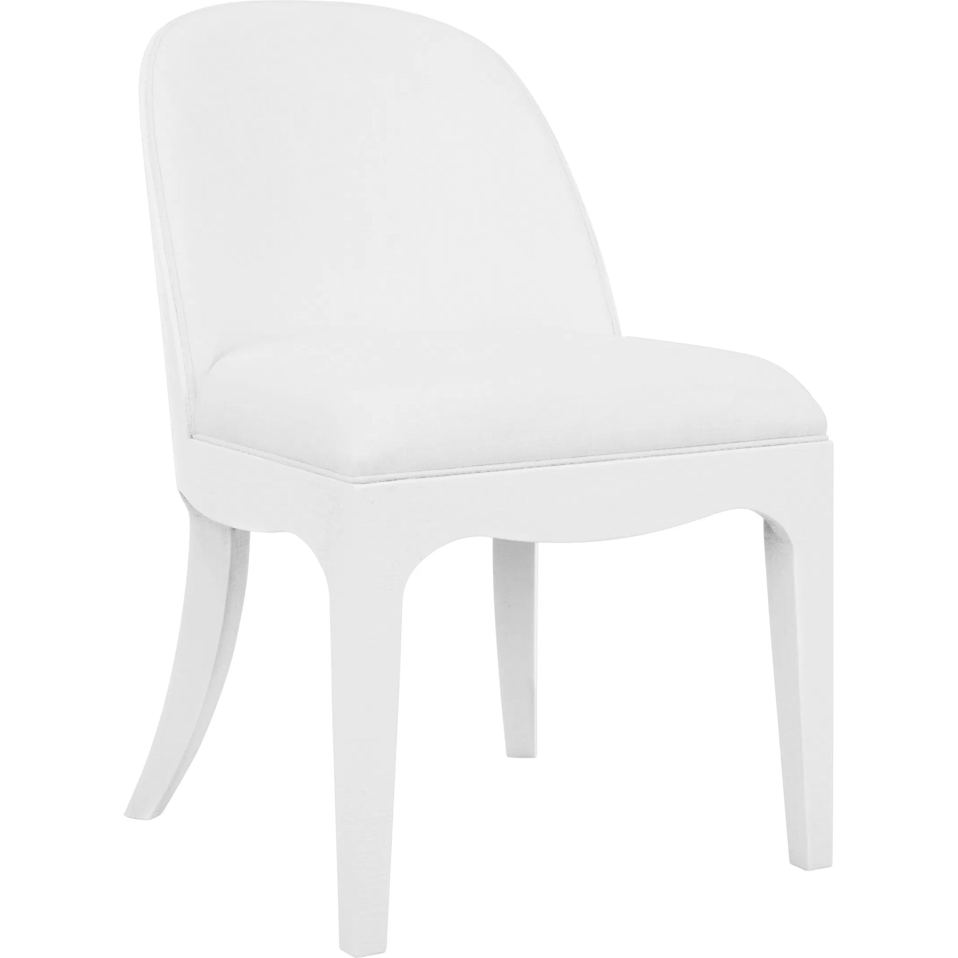 Sadie Curved Dining Chair by Worlds Away. Made from solid wood, mdf, linen, foam in a unique style.