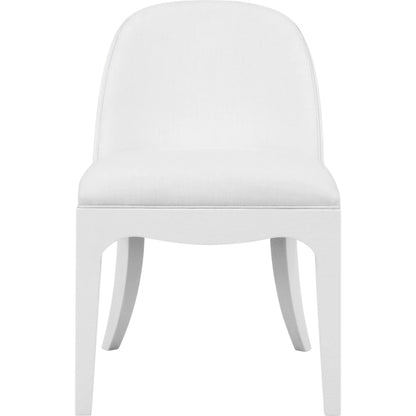 Sadie Curved Dining Chair by Worlds Away. Made from solid wood, mdf, linen, foam in a unique style.