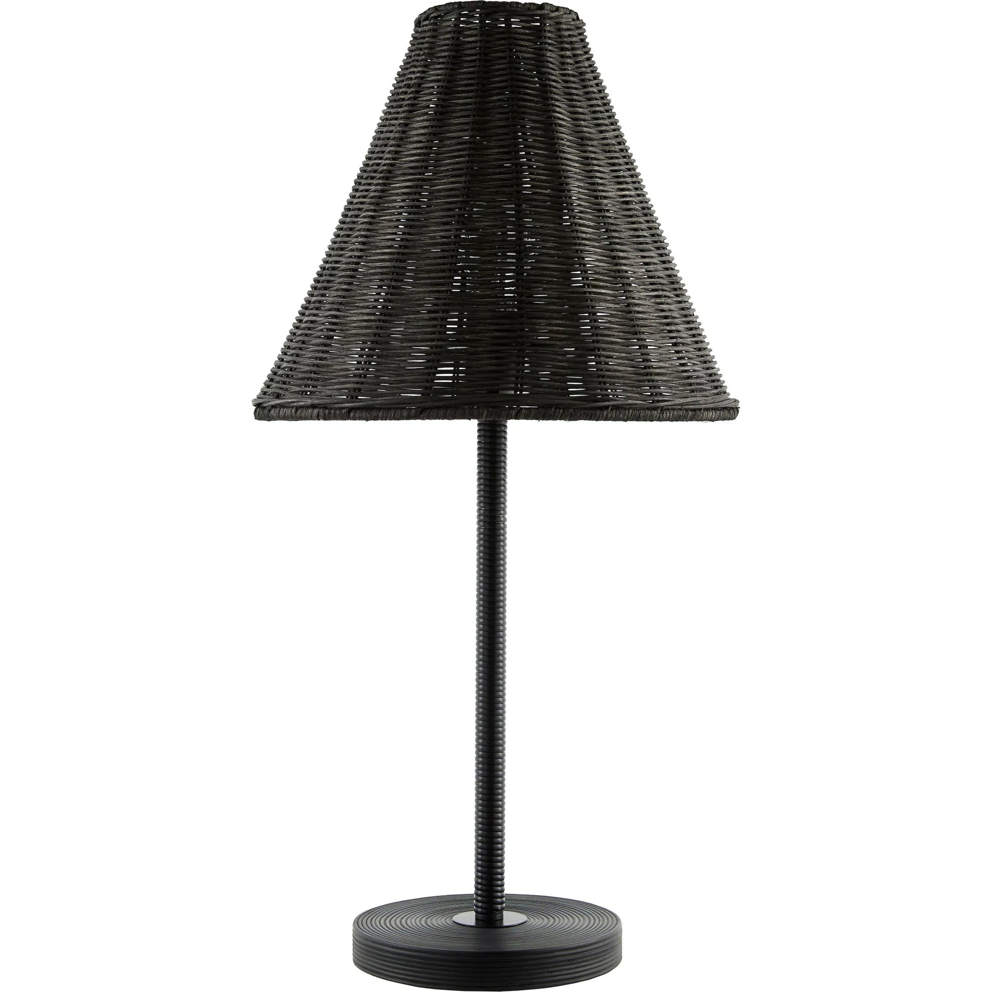 Safe Accent Table Lamp by Livabliss in black and hand painted. Made from iron, resin, rattan in a rustic style.