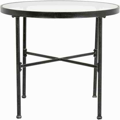 Provence Outdoor Bistro Table by Sunset West in pewter. Made from wrought iron in a modern style.