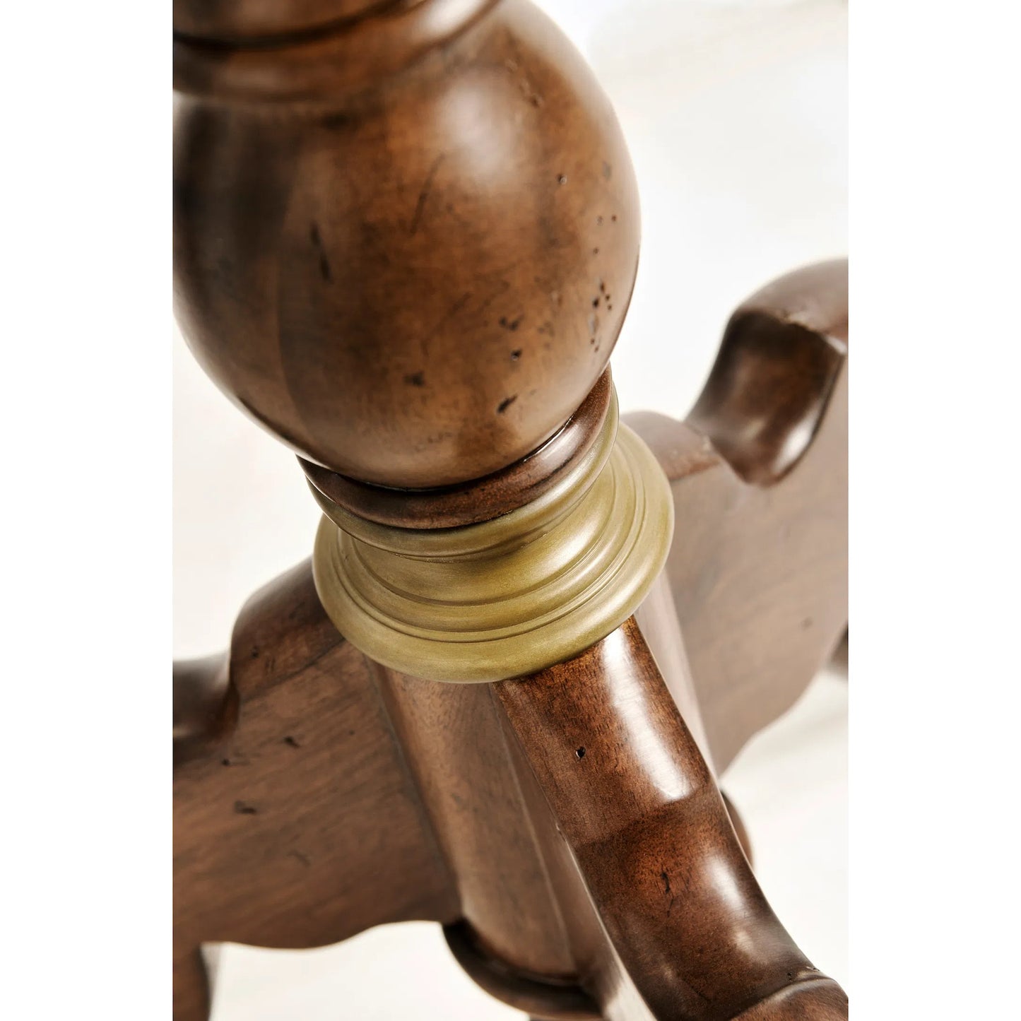 006 SI-2446824 | Closeup | Églomisé & Walnut Round Wine Table by Jonathan Charles in medium walnut. Made from acacia, glass in a unique style.