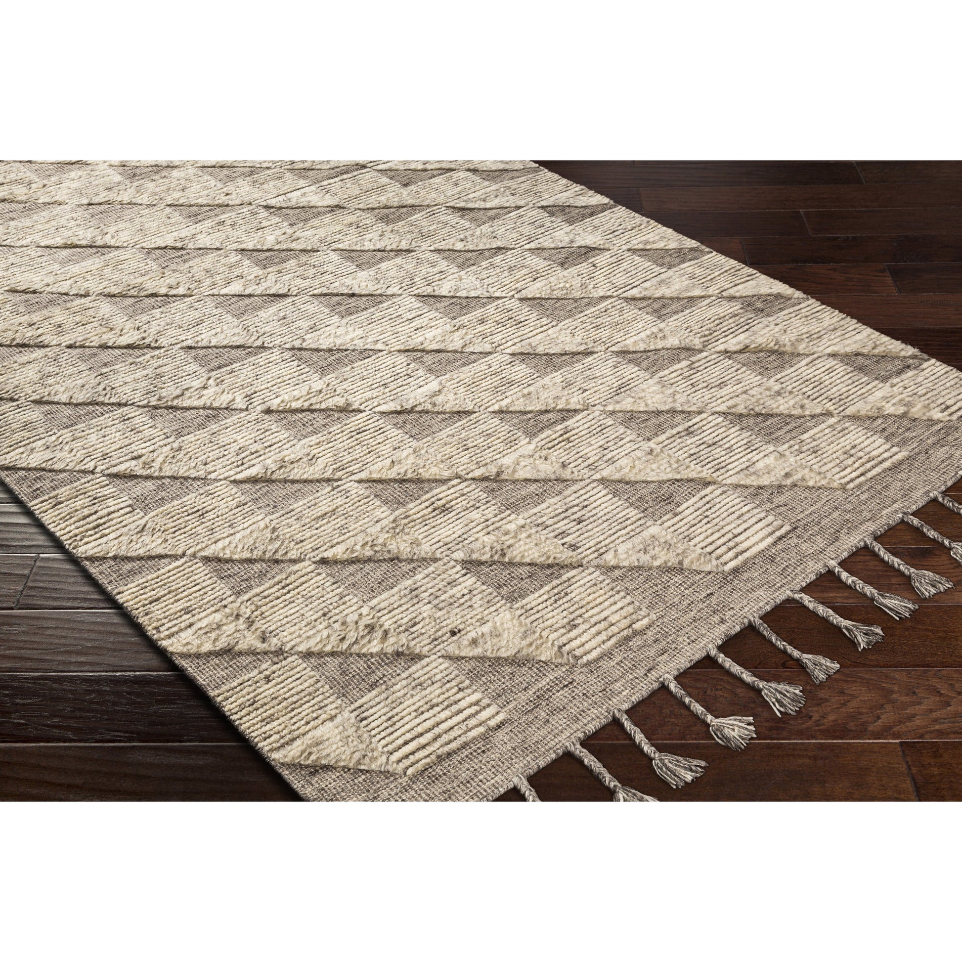 Sahara SAH-2300 Rug by Surya in dark brown, ivory, medium gray, charcoal. Made from 100% wool in a unique style.