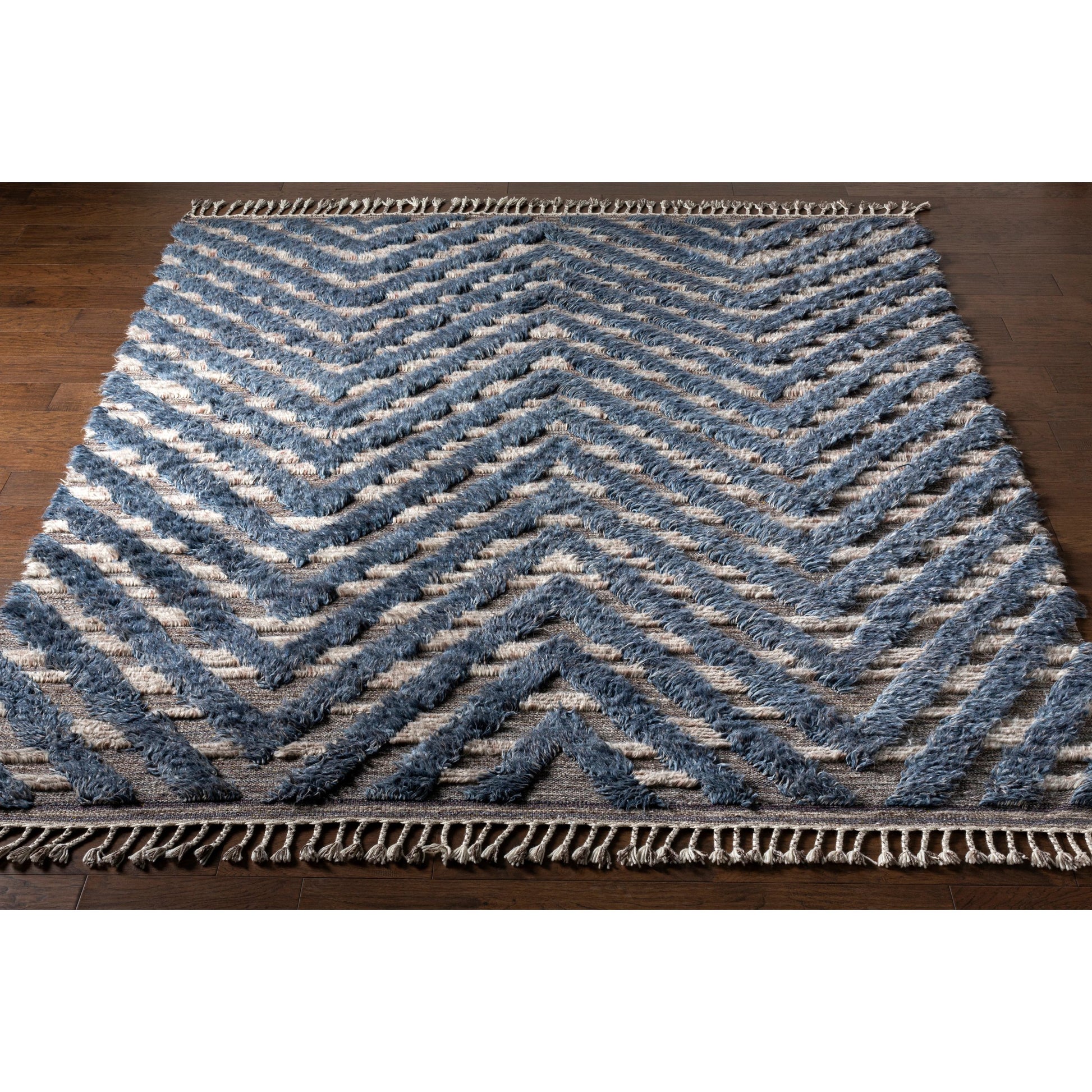 Sahara SAH-2304 Rug by Surya in charcoal, light beige, gray, blue, dark brown, navy. Made from 100% wool in a unique style.