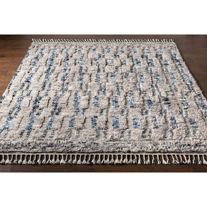 Sahara SAH-2308 Rug by Surya in gray, cream, charcoal, dark brown, navy, blue. Made from 100% wool in a unique style.