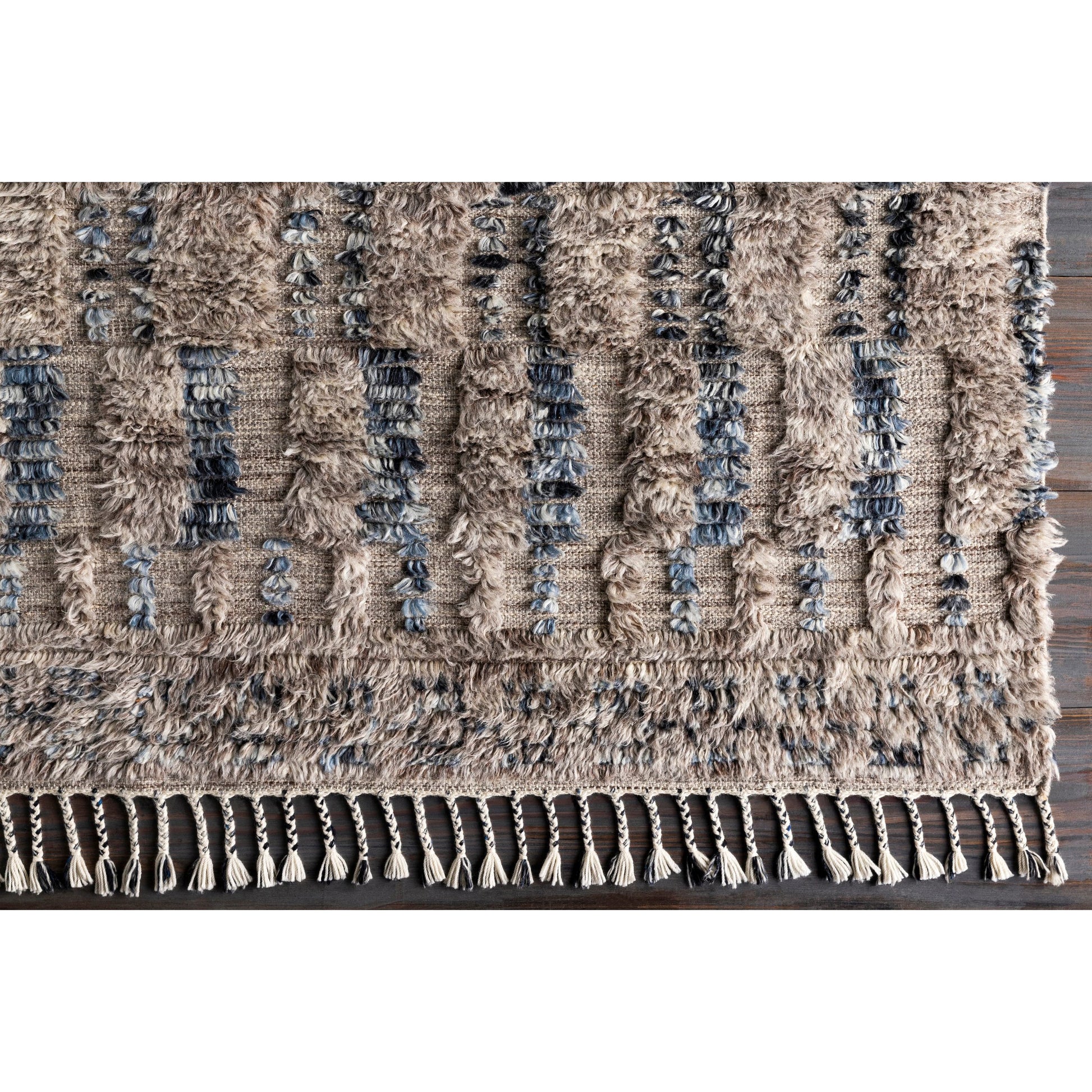 Sahara SAH-2308 Rug by Surya in gray, cream, charcoal, dark brown, navy, blue. Made from 100% wool in a unique style.