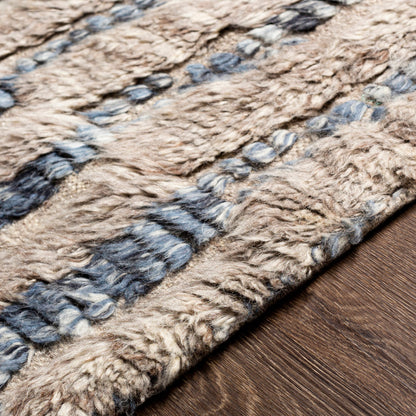 Sahara SAH-2308 Rug by Surya in gray, cream, charcoal, dark brown, navy, blue. Made from 100% wool in a unique style.