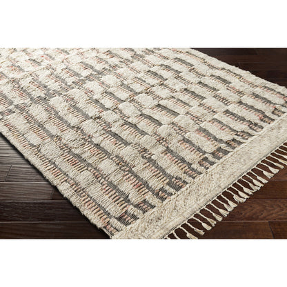 Sahara SAH-2308 Rug by Surya in gray, cream, charcoal, dark brown, navy, blue. Made from 100% wool in a unique style.