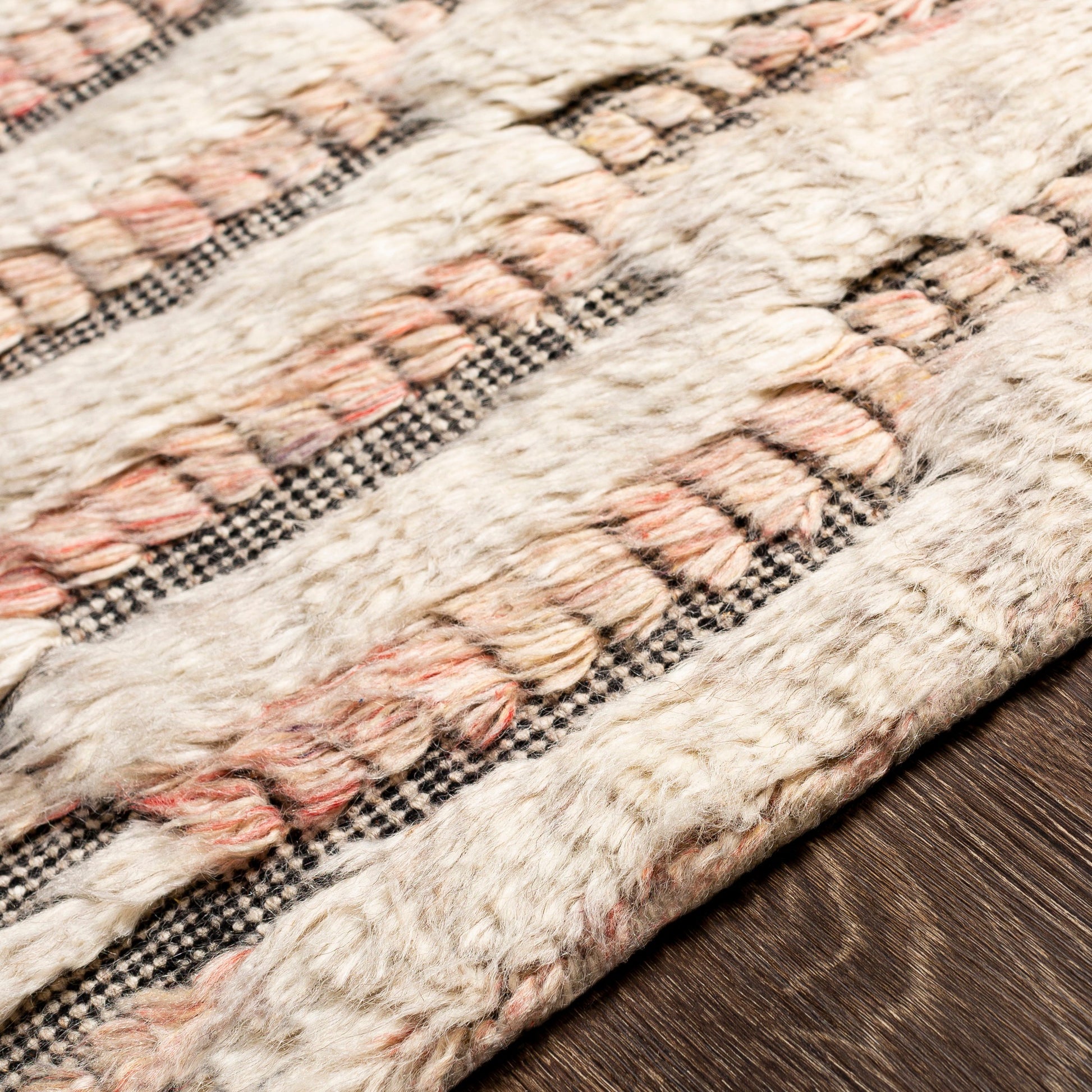 Sahara SAH-2308 Rug by Surya in gray, cream, charcoal, dark brown, navy, blue. Made from 100% wool in a unique style.