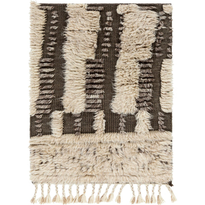 Sahara SAH-2308 Rug by Surya in gray, cream, charcoal, dark brown, navy, blue. Made from 100% wool in a unique style.