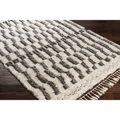 Sahara SAH-2308 Rug by Surya in gray, cream, charcoal, dark brown, navy, blue. Made from 100% wool in a unique style.