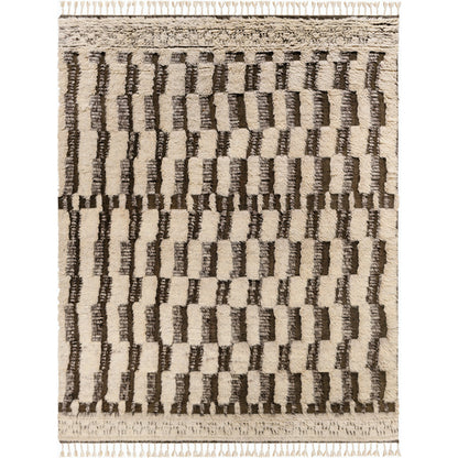 Sahara SAH-2308 Rug by Surya in gray, cream, charcoal, dark brown, navy, blue. Made from 100% wool in a unique style.
