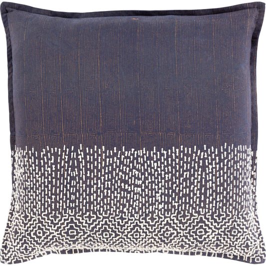 Sailor Pillow - 24702 by Surya in ink blue, cream. Made from 100% cotton in a eclectic & global style.