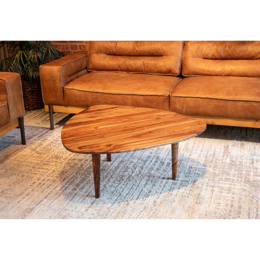 Arrey 37" Coffee Table by World Interiors in russett and natural. Made from sheesham wood in a unique style.