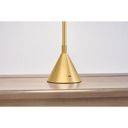 Salma Rechargeable Table Lamp by Hudson Valley in aged brass. Made from steel in a transitional style.