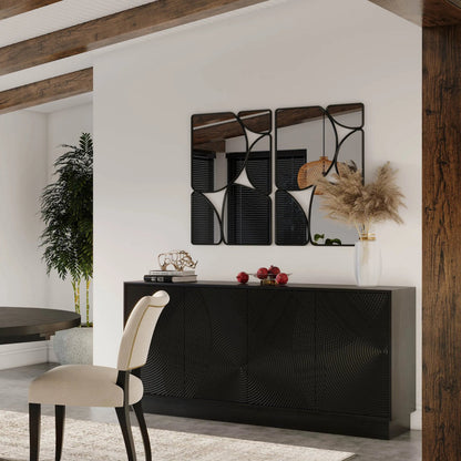 Spiral Sideboard by LH Imports in black. Made from mango hardwood, mdf in a modern style.