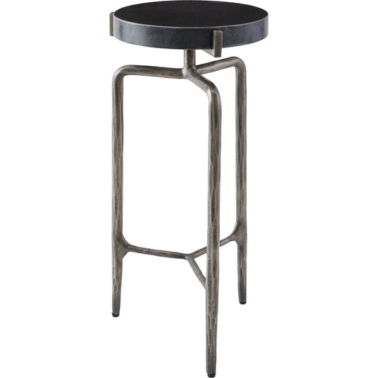 Sano End Table by Surya in metallic nickel, black. Made from marble, iron in a modern style.