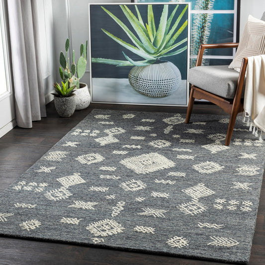 Sabra Rug - 26200 by Surya in cream, charcoal. Made from 100% wool in a unique style.