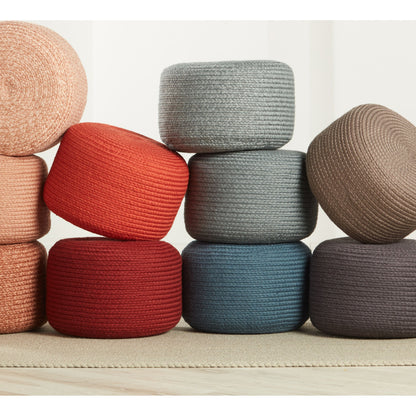 Saba Solar SAS01 Indoor/Outdoor Pouf by Jaipur Living. Made from 100% polyester in a coastal style.