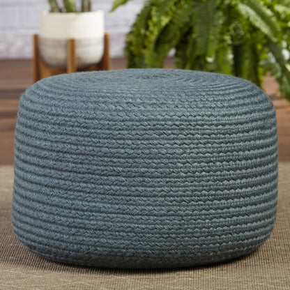 Saba Solar SAS01 Indoor/Outdoor Pouf by Jaipur Living. Made from 100% polyester in a coastal style.