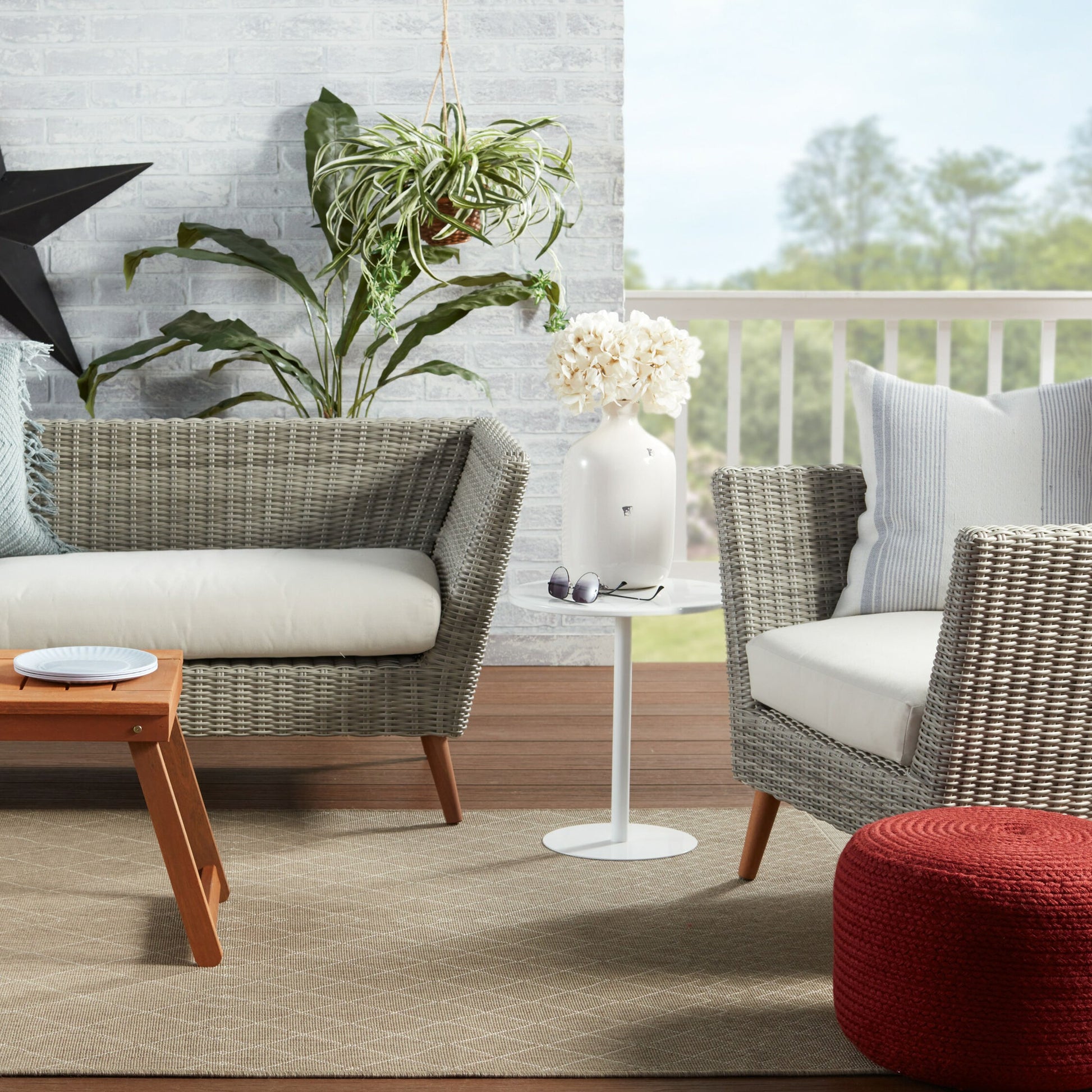 Saba Solar SAS01 Indoor/Outdoor Pouf by Jaipur Living. Made from 100% polyester in a coastal style.