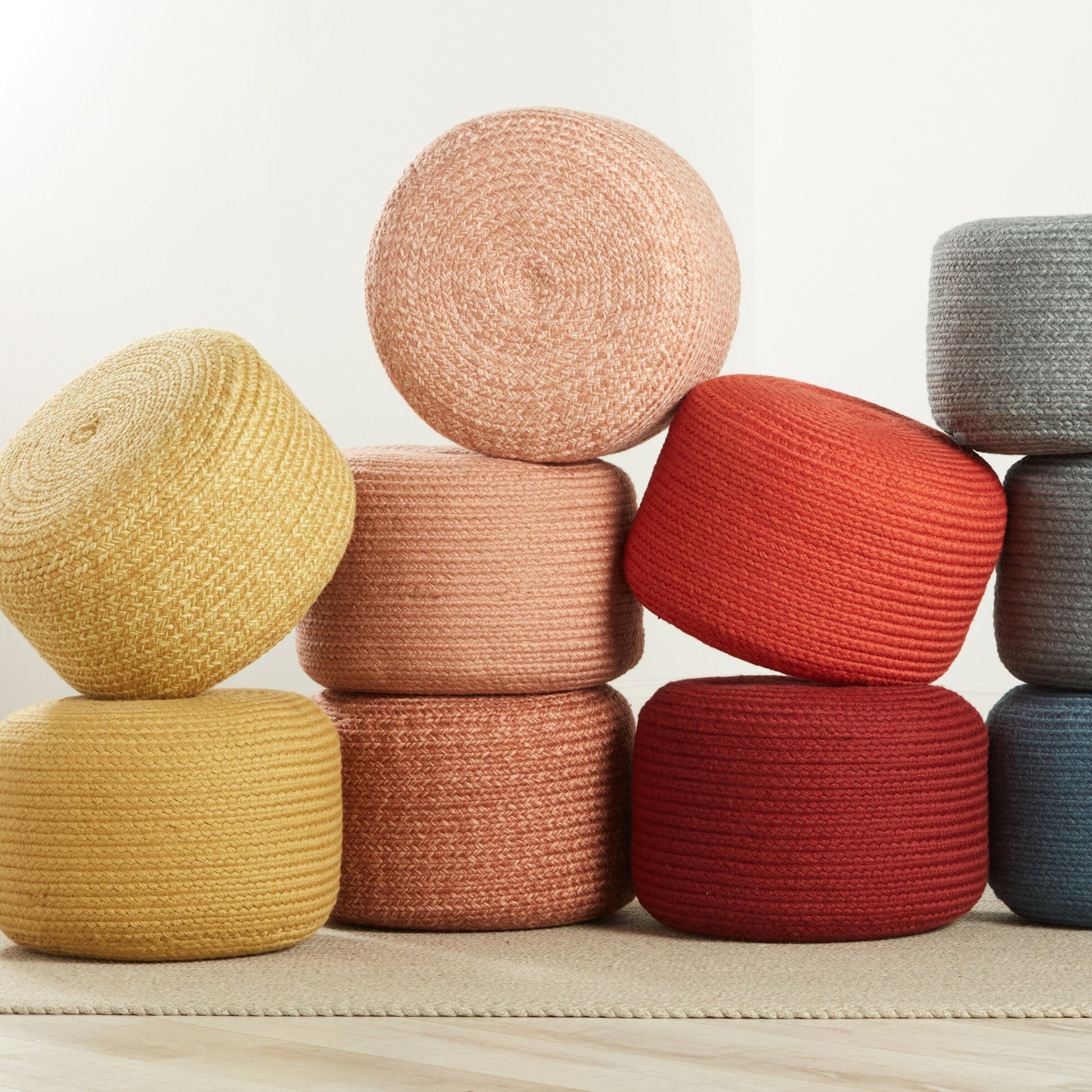 Saba Solar SAS09 Indoor/Outdoor Pouf by Jaipur Living. Made from 100% polyester in a cottage & farmhouse style.