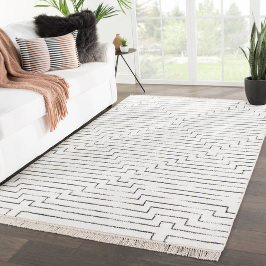 Satellite SAT02 Rug by Jaipur Living in white, black. Made from 100% rayon made from bamboo in a unique style.