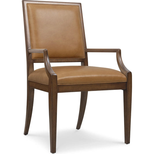 Archives Leather Arm Chair by Hooker Furniture in dark blonde and classic walnut. Made from wood, leather in a traditional style.