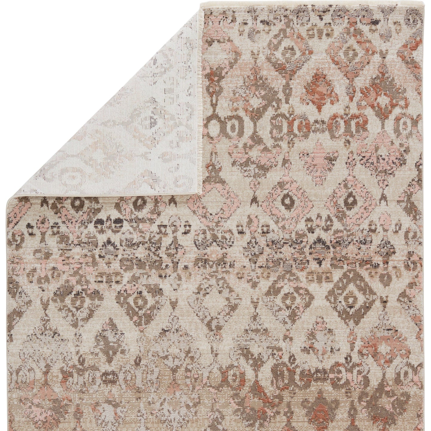 003 SI-1781505,SI-1781506,SI-1781507,SI-1781508,SI-1781509 | Closeup | Sanaa by Nikki Chu SBC01 Rug by Jaipur Living in tan, light pink. Made from 78% polypropylene 22% polyester in a unique style.