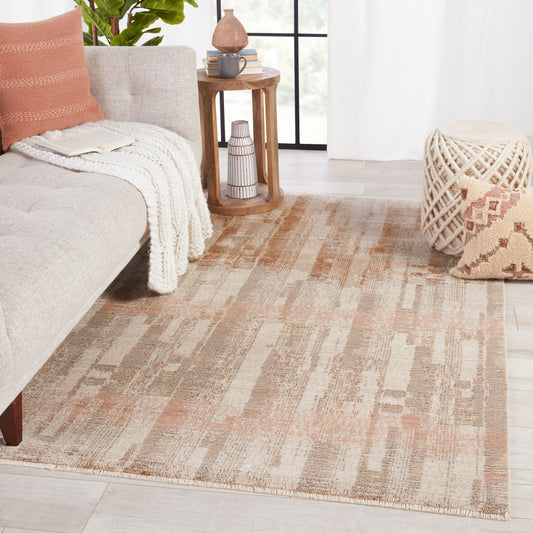Sanaa by Nikki Chu SBC08 Rug by Jaipur Living in taupe, light pink. Made from 78% polypropylene 22% polyester in a unique style.
