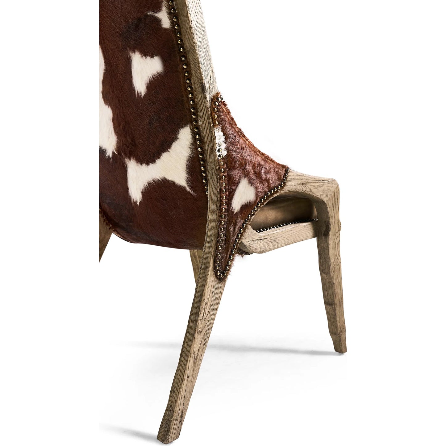 009 SI-2462587 | Closeup | Echo Canyon Leather & Hide Side Chair (Set of 2) by Jonathan Charles in faded oak. Made from oak in a traditional style.